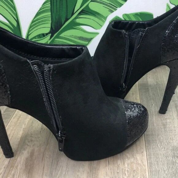 Rampage Harvey Glitter Black Ankle Heel Booties Boots NEW - Picture 10 of 16